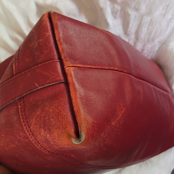 Coach Women's Burgundy Leather Handbag - Picture 7 of 12